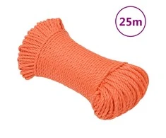 Darbo virvė, oranžinės spalvos, 6mm, 25m, polipropilenas