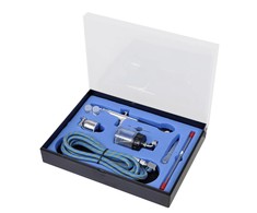 Aerografo rinkinys su stikliniu indeliu, 0,2/0,3/0,5mm antgaliai