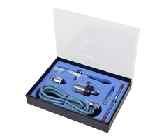 Aerografo rinkinys su stikliniu indeliu, 0,2/0,3/0,5mm antgaliai