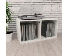Dėžė vinilinėms plokštelėms, balta, 71x34x36cm, mediena, blizgi