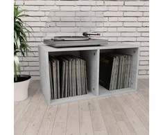Dėžė vinilinėms plokštelėms, betono pilka, 71x34x36cm, mediena