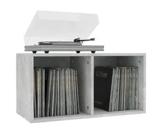 Dėžė vinilinėms plokštelėms, betono pilka, 71x34x36cm, mediena