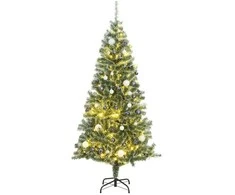 Dirbtinė Kalėdų eglutė su 300 LED/žaisliukais ir sniegu, 210cm