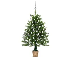 Dirbtinė apšviesta Kalėdų eglutė su žaisliukais, žalia, 90cm