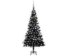 Dirbtinė Kalėdų eglutė su žaisliukais, juoda, 150cm, PVC