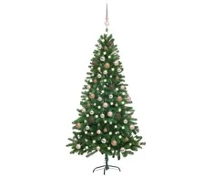 Dirbtinė apšviesta Kalėdų eglutė su žaisliukais, žalia, 150cm
