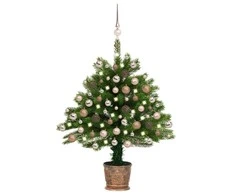 Dirbtinė apšviesta Kalėdų eglutė su žaisliukais, žalia, 90cm