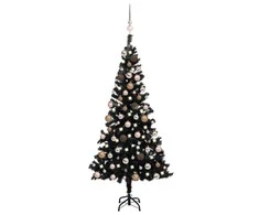 Dirbtinė Kalėdų eglutė su žaisliukais, juoda, 150cm, PVC