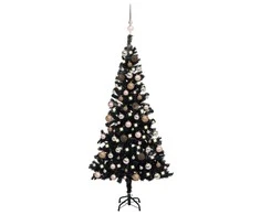 Dirbtinė Kalėdų eglutė su žaisliukais, juoda, 120cm, PVC