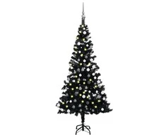 Dirbtinė Kalėdų eglutė su žaisliukais, juoda, 120cm, PVC