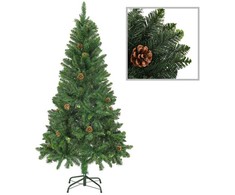 Dirbtinė Kalėdų eglutė su žaisliukais ir kankorėžiais, 150cm