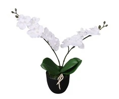 Dirbtinė orchidėja su vazonu, 30 cm, balta