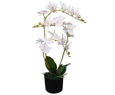 Dirbtinė orchidėja su vazonu, 65 cm, balta