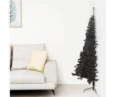 Dirbtinė pusinė Kalėdų eglutė su stovu, juoda, 120cm, PVC