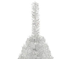 Dirbtinė pusinė Kalėdų eglutė su stovu, sidabrinė, 120cm, PET
