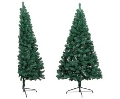 Dirbtinė pusinė Kalėdų eglutė su stovu, žalia, 150cm, PVC