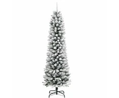 Dirbtinė siaura Kalėdų eglutė su sniegu, 120cm, PVC ir PE