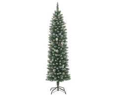Dirbtinė siaura Kalėdų eglutė su stovu, 150cm, PVC