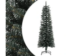 Dirbtinė siaura Kalėdų eglutė su stovu, žalia, 120cm, PVC