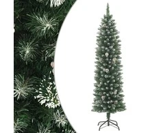 Dirbtinė siaura Kalėdų eglutė su stovu, 150cm, PVC