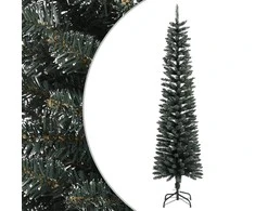 Dirbtinė siaura Kalėdų eglutė su stovu, žalia, 210cm, PVC