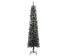 Dirbtinė siaura Kalėdų eglutė su stovu, žalia, 240cm, PVC