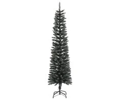 Dirbtinė siaura Kalėdų eglutė su stovu, žalia, 180cm, PVC