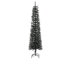 Dirbtinė siaura Kalėdų eglutė su stovu, žalia, 210cm, PVC