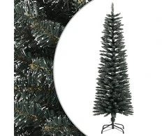 Dirbtinė siaura Kalėdų eglutė su stovu, žalia, 150cm, PVC