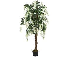 Dirbtinė visterija, žalios ir baltos spalvos, 120cm, 840 lapų