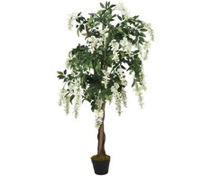 Dirbtinė visterija, žalios ir baltos spalvos, 120cm, 840 lapų