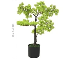 Dirbtinis kiparisinis bonsai medelis su vazonu, 60cm, žalias