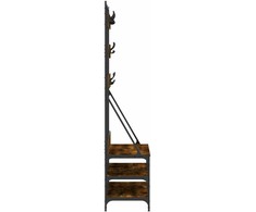Drabužių kabykla su batų lentynomis, dūminė, 100x40x184cm