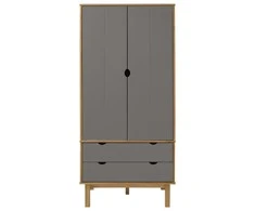 Drabužių spinta OTTA, ruda/pilka, 76,5x53x172cm, pušies masyvas