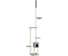 Draskyklė katėms iki lubų, šviesiai pilka, 258,5–284,5cm