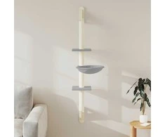 Draskyklė katėms su draskymo stovu, šviesiai pilka, 142,5cm