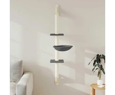 Draskyklė katėms su draskymo stovu, tamsiai pilka, 142,5cm