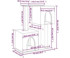Draskyklė katėms su stovais iš sizalio, kreminės spalvos, 86cm
