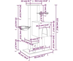 Draskyklė katėms su stovais iš sizalio, tamsiai pilka, 117cm