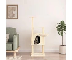 Draskyklė katėms su stovais iš sizalio, kreminės spalvos, 132cm