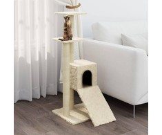 Draskyklė katėms su stovais iš sizalio, kreminės spalvos, 92cm