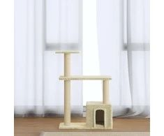 Draskyklė katėms su stovais iš sizalio, kreminės spalvos, 70cm