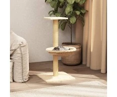 Draskyklė katėms su stovu iš sizalio, kreminės spalvos, 74cm