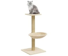 Draskyklė katėms su stovu iš sizalio, kreminės spalvos, 74cm