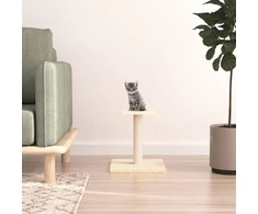 Draskymo stovas katėms su platforma, kreminės spalvos, 38cm