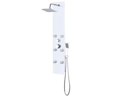 Dušo panelė, stiklas, 25x44,6x130cm, balta