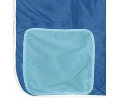 Dviaukštė lova su užuolaidomis, mėlyna, 90x200cm, pušis