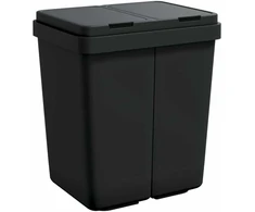 Dviguba šiukšliadėžė, antracito spalvos, 2x25l