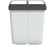 Dviguba šiukšliadėžė, baltos spalvos, 2x25l