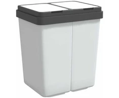 Dviguba šiukšliadėžė, baltos spalvos, 2x25l